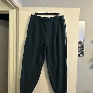 Athleta Dark Green Sweatpants with White Stripe